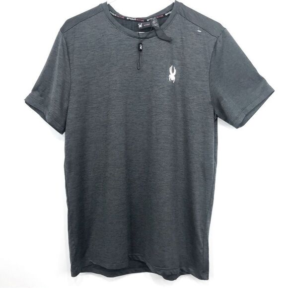 Spyder Active Gray Performance Athletic Short Sleeve Shirt- New Without Tags - Picture 1 of 10
